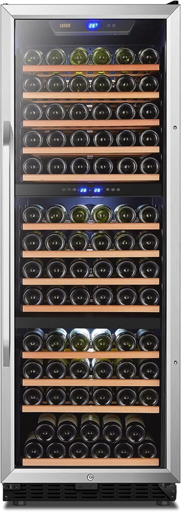 Lanbo Triple Zones Compressor Built-in Wine Cooler with Safety Lock, 149 Bottles