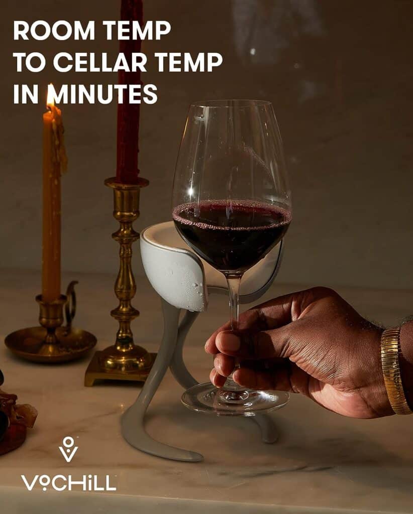 VoChill Stemmed Wine Glass Chiller | Keep the Chill Without Giving Up Your Glass | New Wine Accessory | Separable Refreezable Chill Cradle | Actively Chills Stemware | Stone, Single VoChill VoChill Stemmed Wine Glass Chiller | Keep the Chill Without Giving Up Your Glass | New Wine Accessory | Separable Refreezable Chill Cradle | Actively Chills Stemware | Stone, Single VoChill